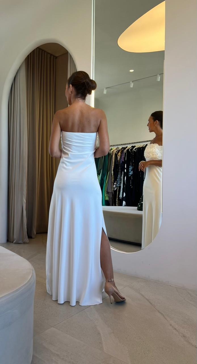Vestido Silvia Flores Branco