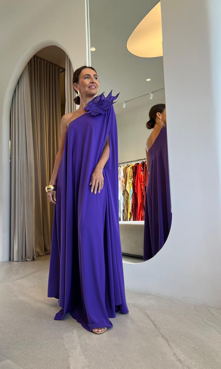 Kaftan Square Ombro Só roxo + Folha