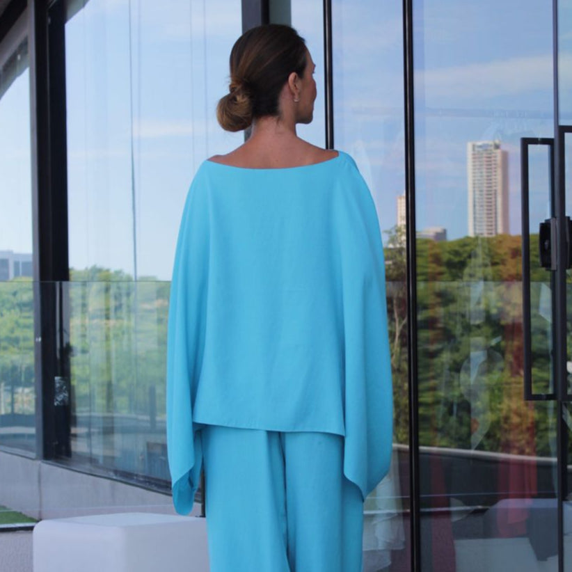 Blusa Ampla Linho Turquesa