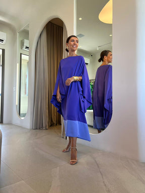 Kaftan Simplice Barrado Dois Tons de Lavanda