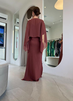 Vestido Betina Marrom + Folha