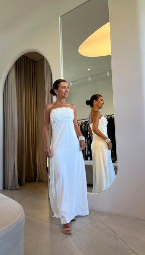 Vestido Silvia Flores Branco