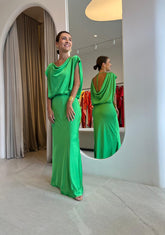 Vestido Clarissa Verde Acetinado
