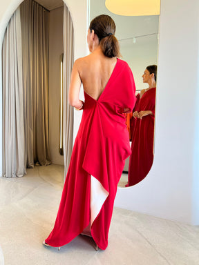 Vestido Lola Dupla Face Vermelho e Bege