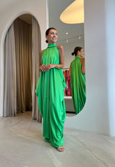 Vestido Nina Verde Acetinado