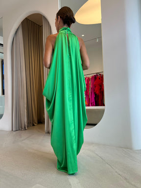 Vestido Nina Verde Acetinado
