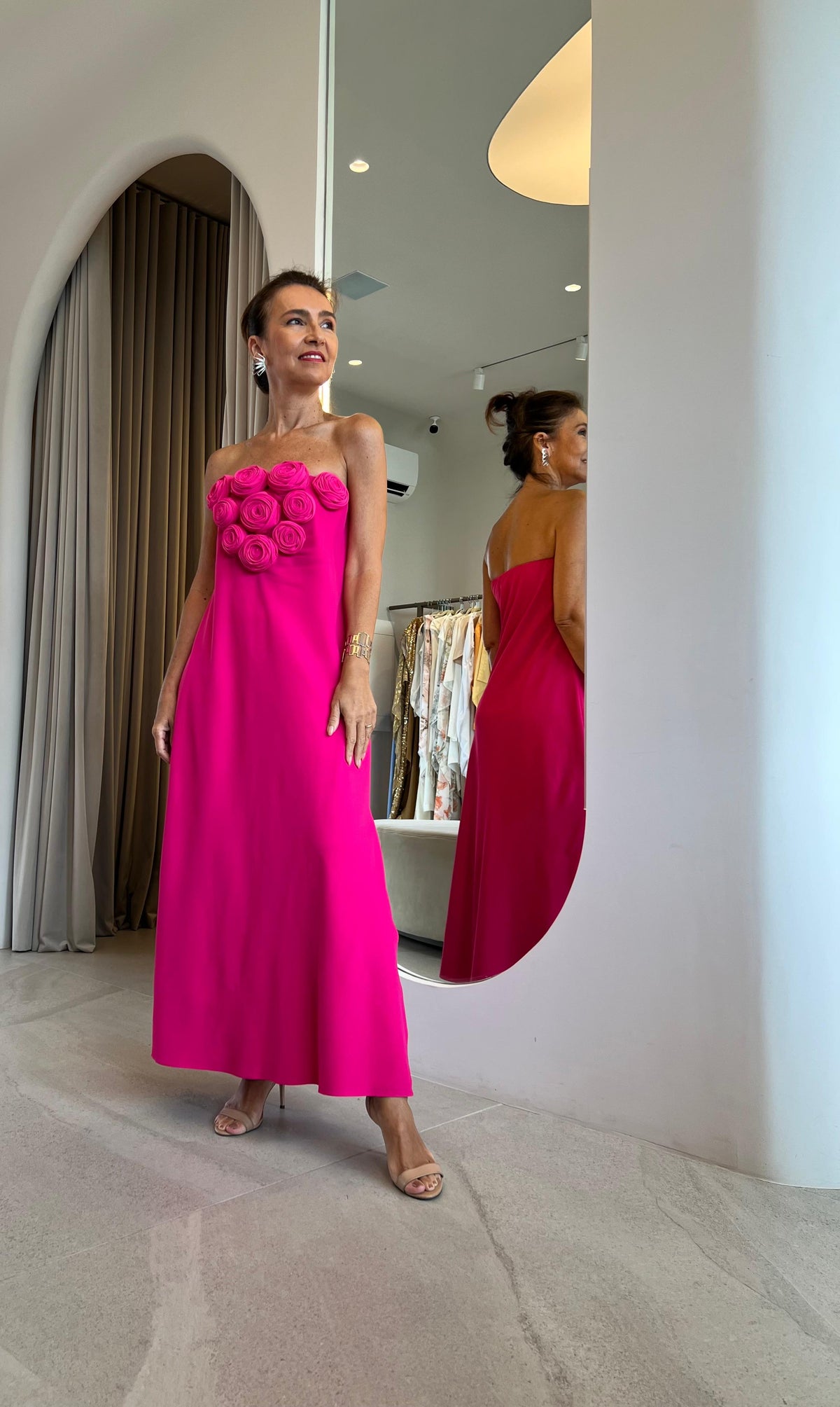 Vestido Silvia Flores Rosa