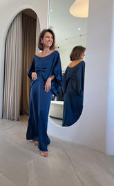 Kaftan Bufante Ombro a Ombro com Drapeado