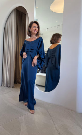 Kaftan Bufante Ombro a Ombro com Drapeado